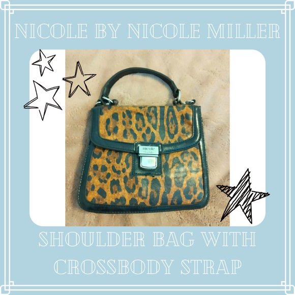 Nicole by Nicole Miller Jaguar Print Shoulder Bag Purse Faux Leather with Strap - Picture 1 of 13